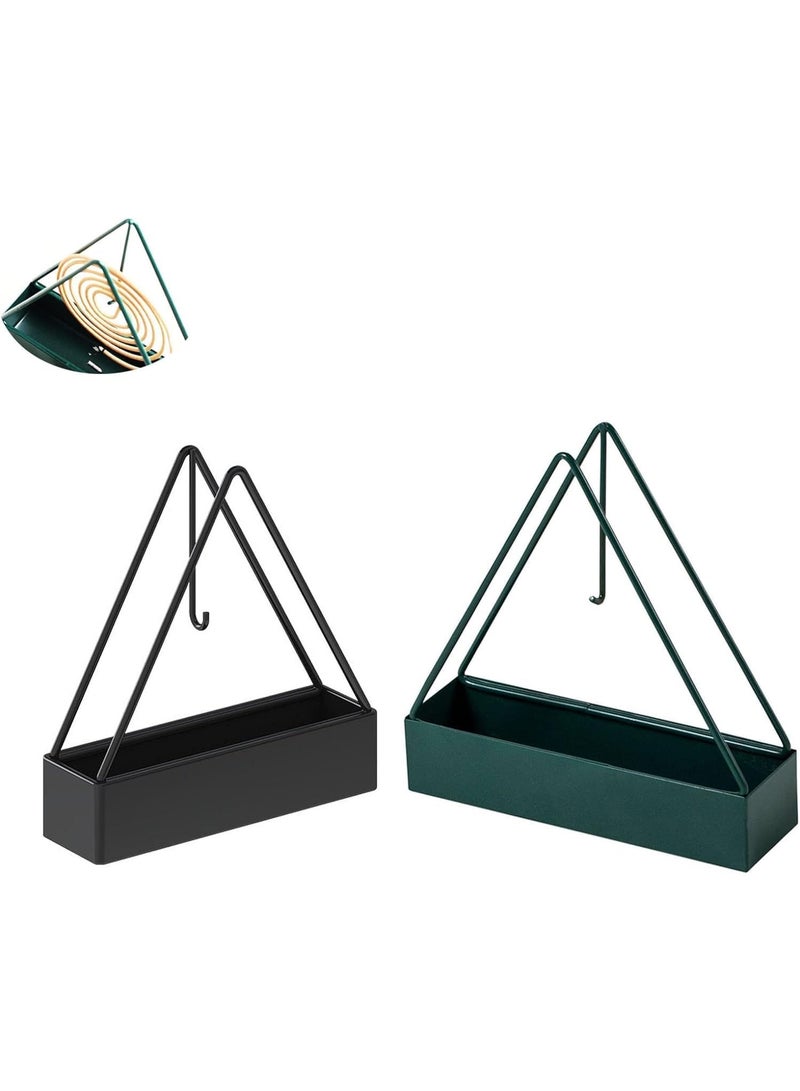 CLENEA 2 Pack Coil Burner Mosquito Coils Holder Full Metal Triangular Hanging Coil Tray Ash Catcher Storage Bracket Coil Vertical Stand Support Base for for Indoor Outdoor Camping - Image 1